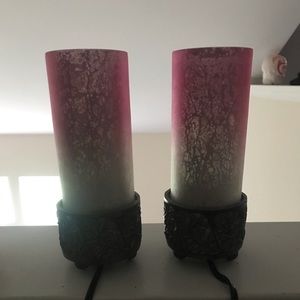 Blue and pink lamps